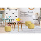 2X Fabric Ottoman Round Wooden Leg Foot Stool - Mustard Yellow - Magdasmall