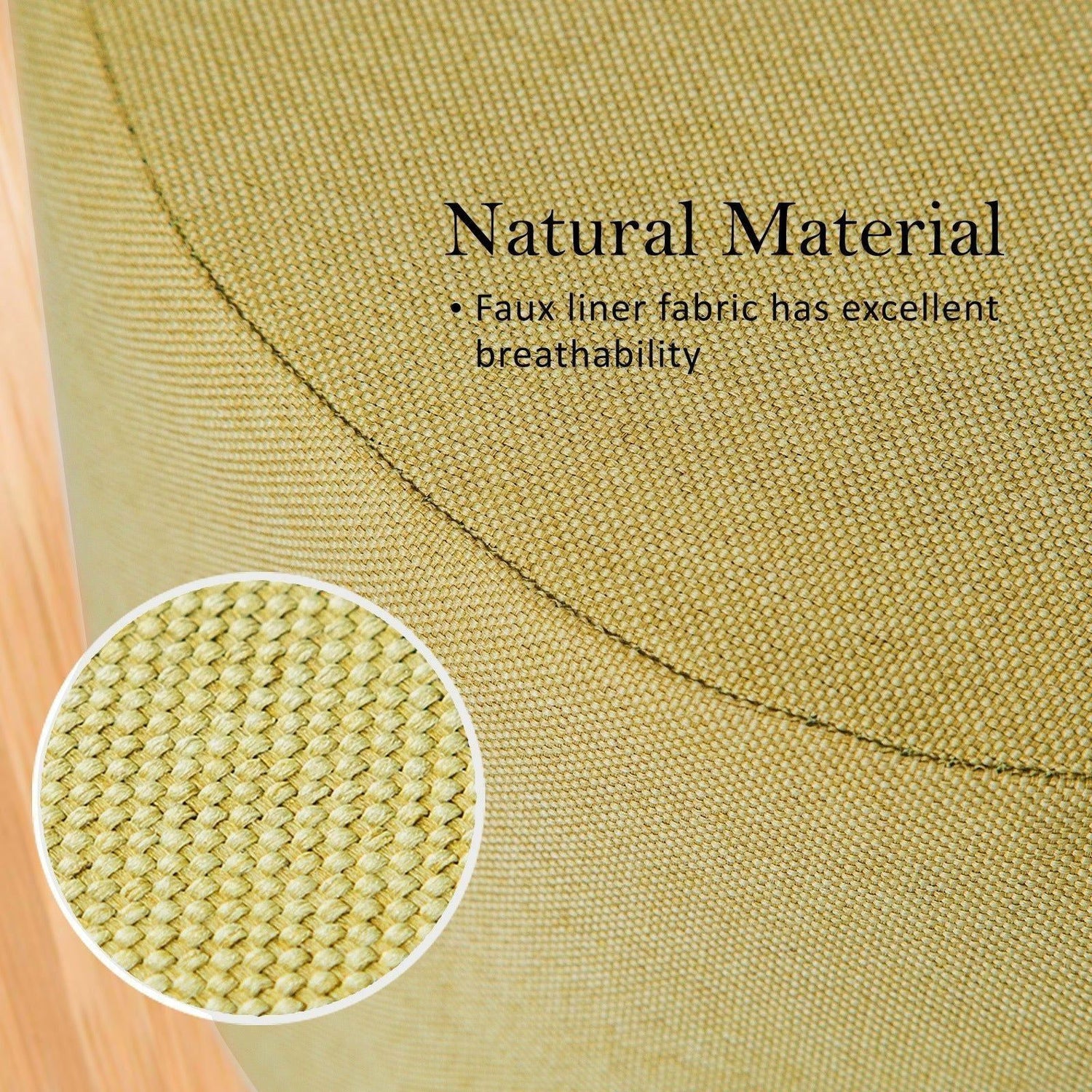 2X Fabric Ottoman Round Wooden Leg Foot Stool - Mustard Yellow - Magdasmall