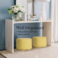 2X Fabric Ottoman Round Wooden Leg Foot Stool - Mustard Yellow - Magdasmall