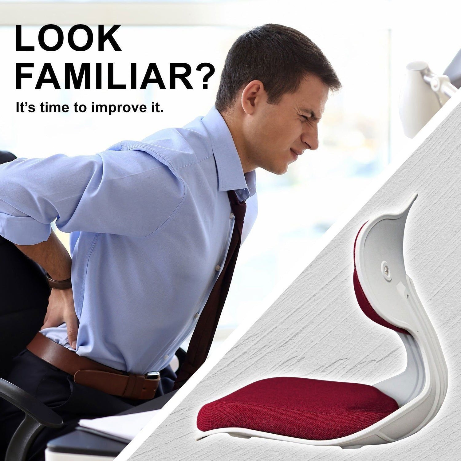 2X Slender Chair Posture Correction Seat Floor Lounge Padded Stackable RED - Magdasmall