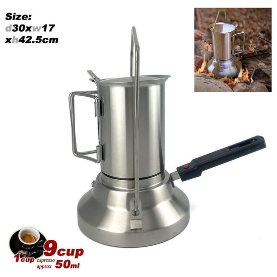 2 In 1 Camping Stainless Steel 9Cup Pot Moka Coffee Maker Italian Espresso Kettle 2024 NEW MODLE - Magdasmall