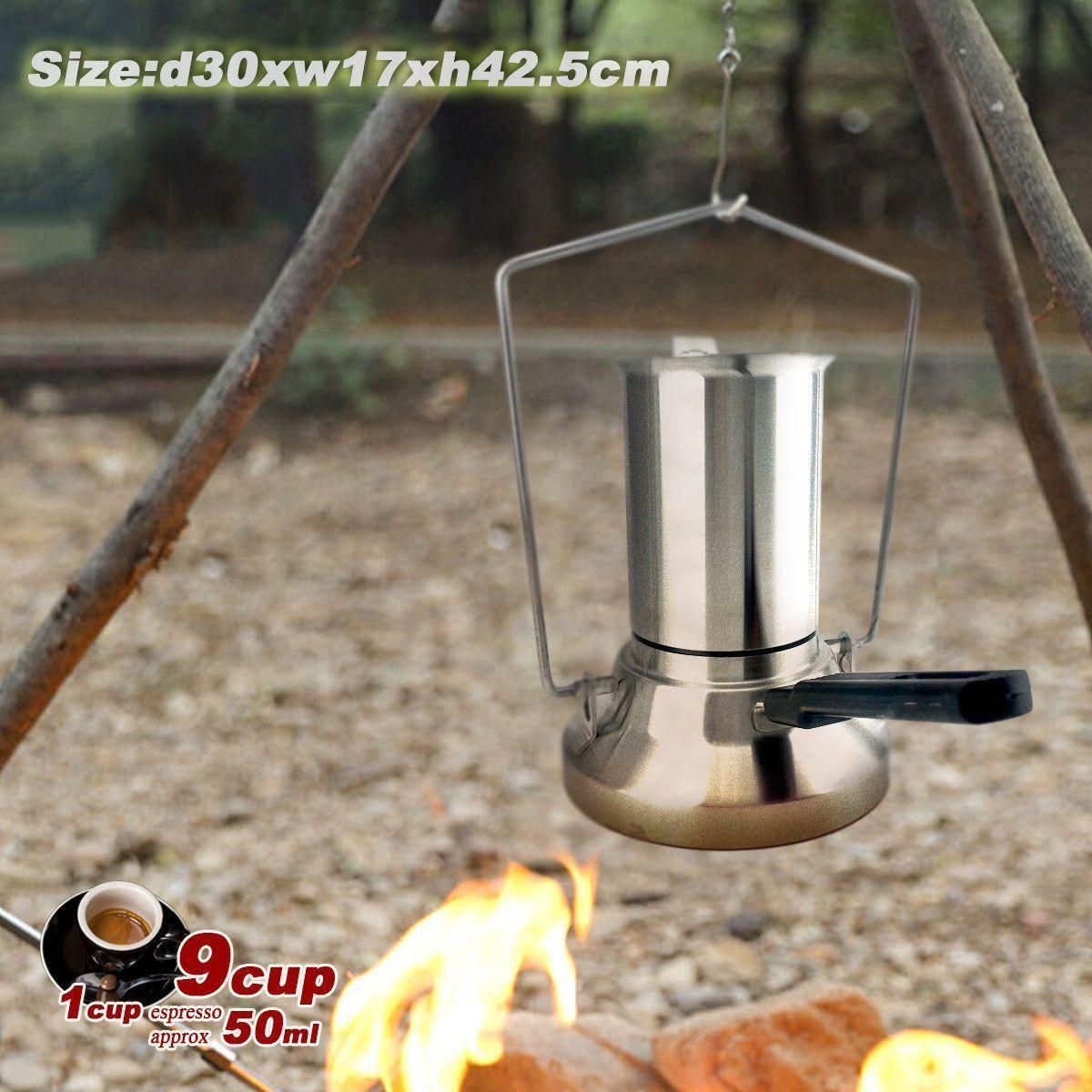 2 In 1 Camping Stainless Steel 9Cup Pot Moka Coffee Maker Italian Espresso Kettle 2024 NEW MODLE - Magdasmall