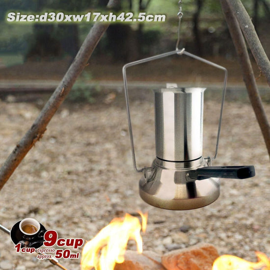 2 In 1 Camping Stainless Steel 9Cup Pot Moka Coffee Maker Italian Espresso Kettle 2024 NEW MODLE - Magdasmall