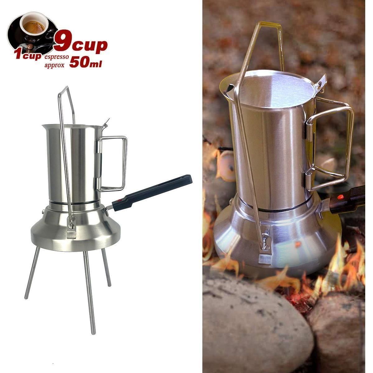 2 In 1 Camping Stainless Steel 9Cup Pot Moka Coffee Maker Italian Espresso Kettle 2024 NEW MODLE - Magdasmall