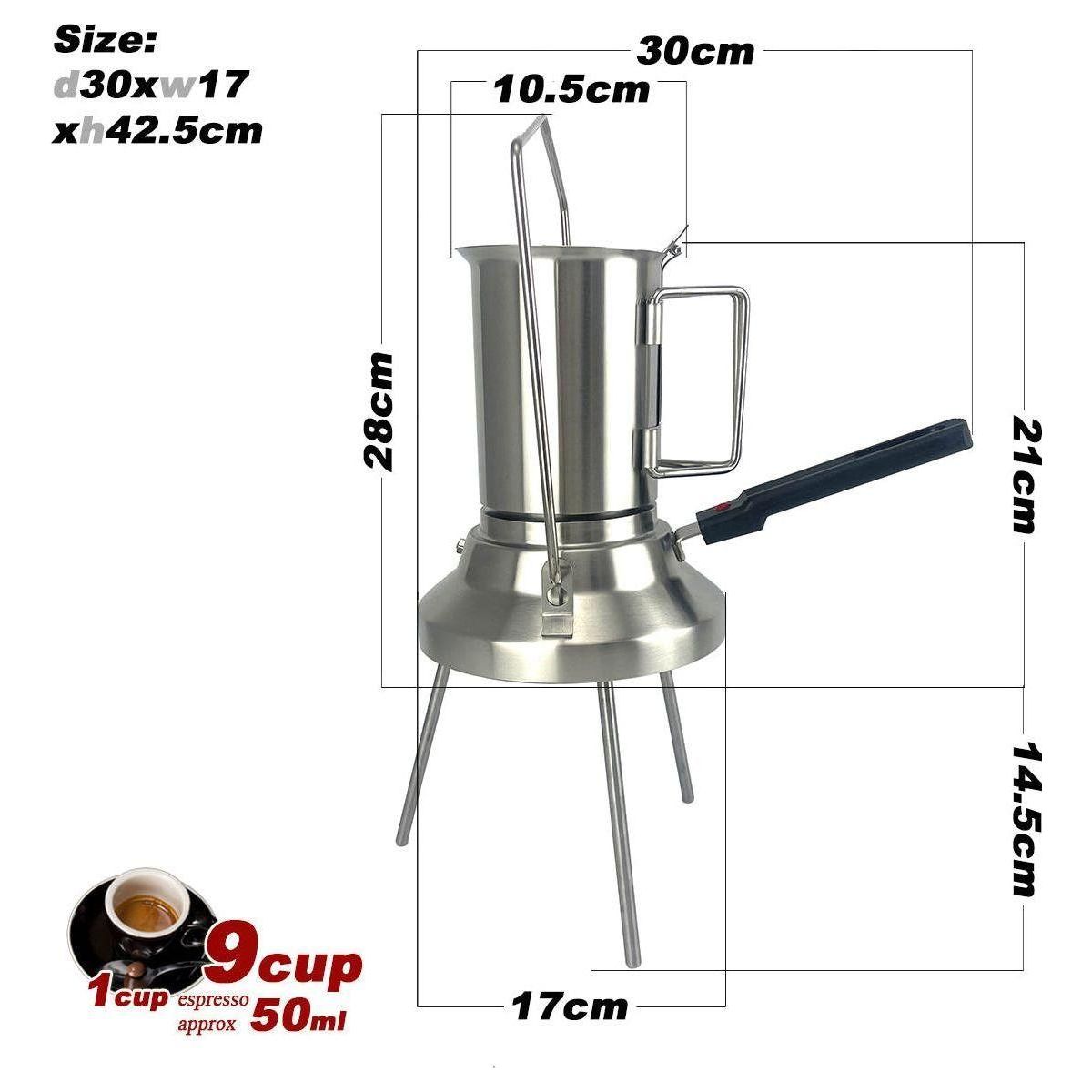 2 In 1 Camping Stainless Steel 9Cup Pot Moka Coffee Maker Italian Espresso Kettle 2024 NEW MODLE - Magdasmall