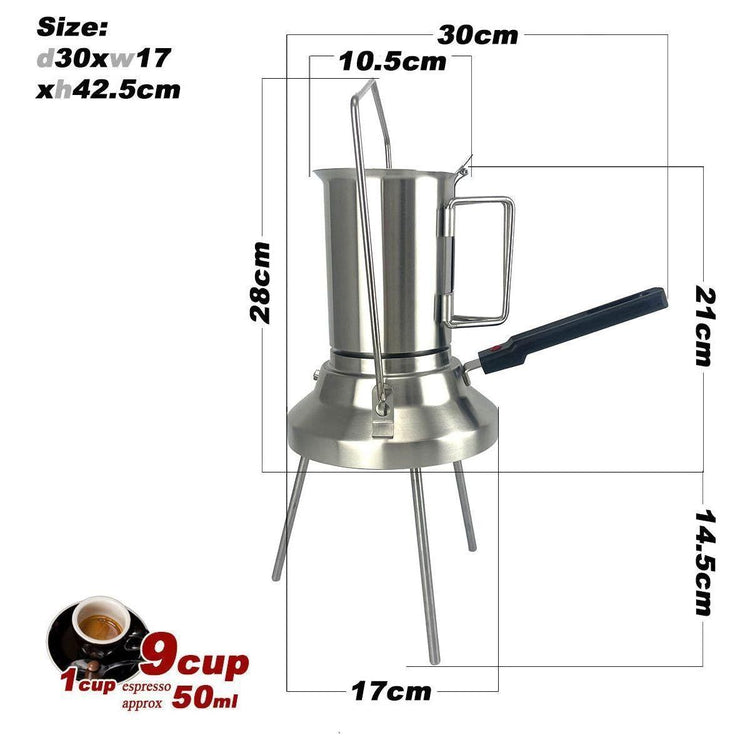 2 In 1 Camping Stainless Steel 9Cup Pot Moka Coffee Maker Italian Espresso Kettle 2024 NEW MODLE - Magdasmall