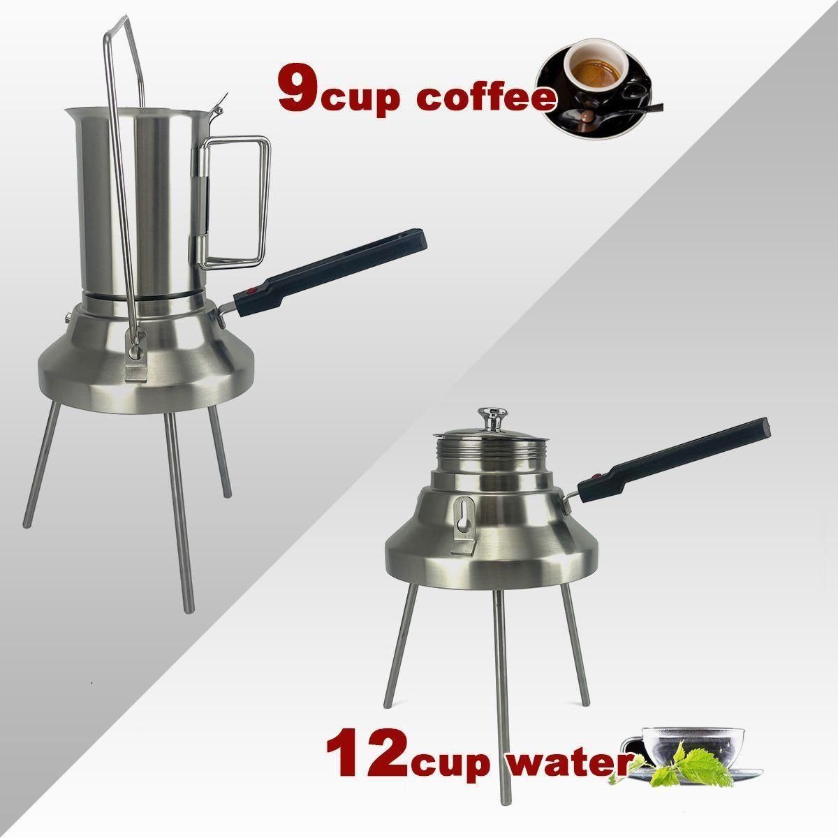 2 In 1 Camping Stainless Steel 9Cup Pot Moka Coffee Maker Italian Espresso Kettle 2024 NEW MODLE - Magdasmall