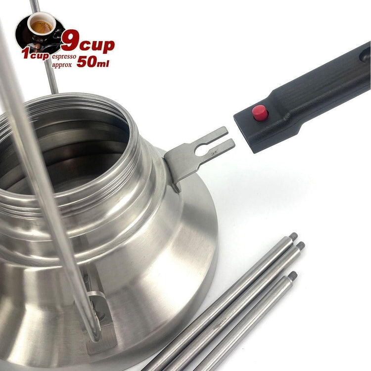 2 In 1 Camping Stainless Steel 9Cup Pot Moka Coffee Maker Italian Espresso Kettle 2024 NEW MODLE - Magdasmall