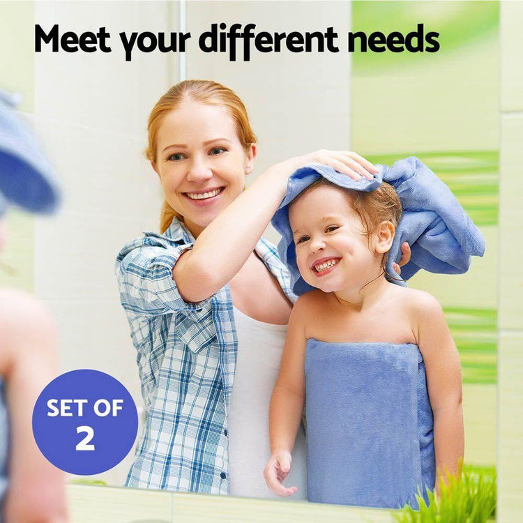 2 Pack Bath Sheets Set Cotton Extra Large Towel Blue - Magdasmall