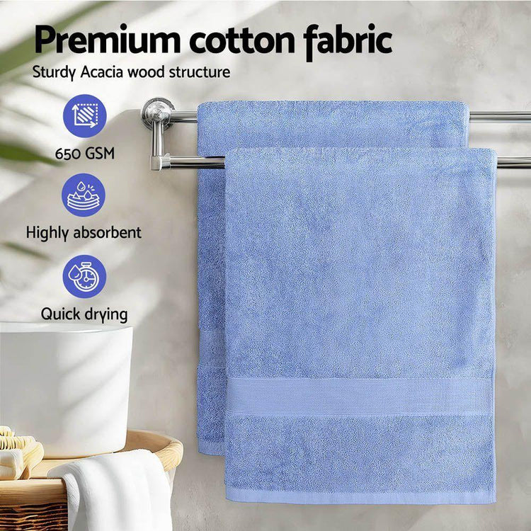 2 Pack Bath Sheets Set Cotton Extra Large Towel Blue - Magdasmall
