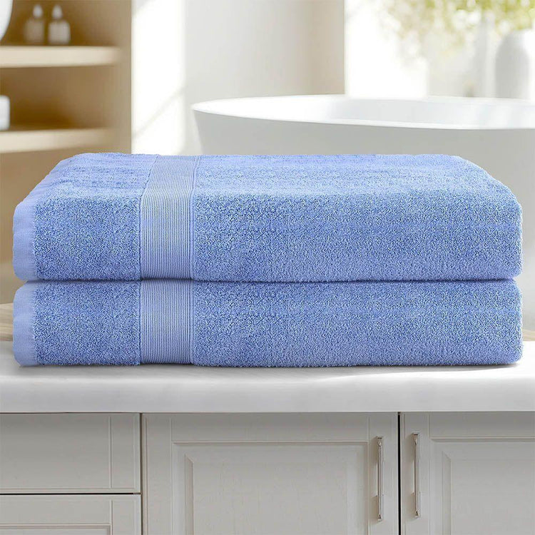 2 Pack Bath Sheets Set Cotton Extra Large Towel Blue - Magdasmall