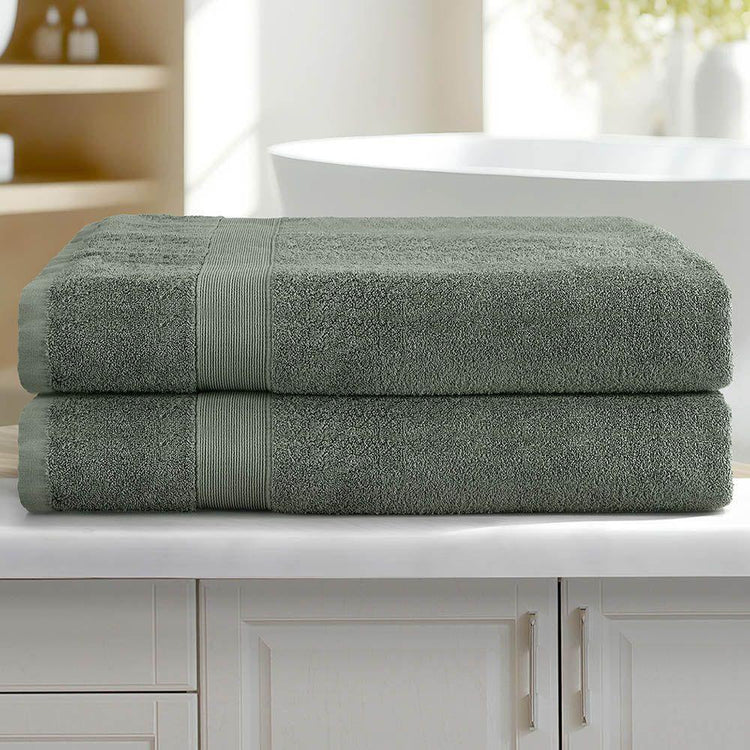 2 Pack Bath Sheets Set Cotton Extra Large Towel Green - Magdasmall