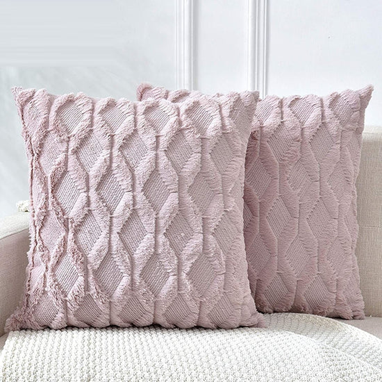 2 Pack Decorative Boho Throw Pillow Covers 45 x 45 cm (Pink) - Magdasmall
