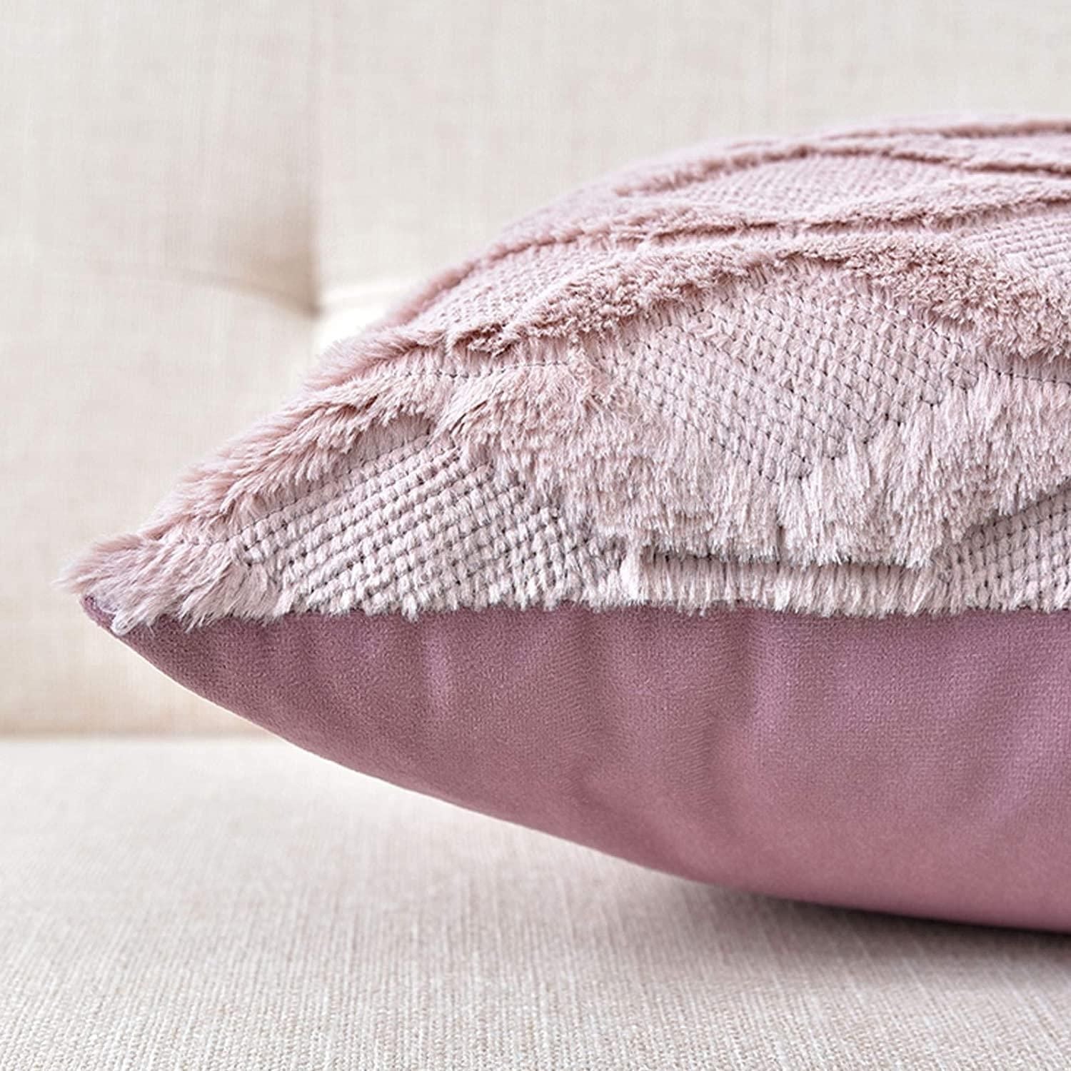 2 Pack Decorative Boho Throw Pillow Covers 45 x 45 cm (Pink) - Magdasmall