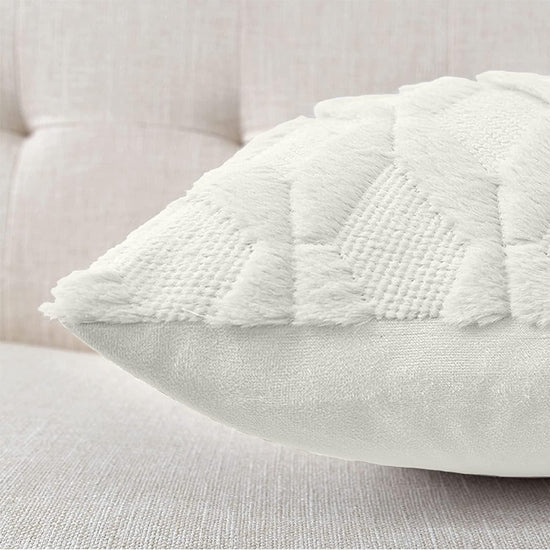 2 Pack Decorative Boho Throw Pillow Covers 45 x 45 cm (White) - Magdasmall