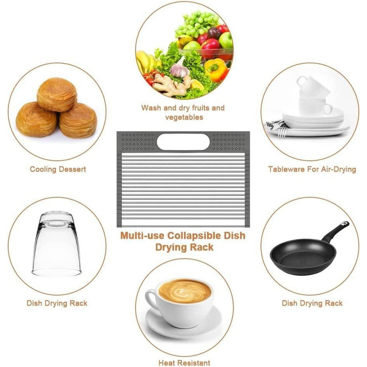 2 Pack Large Stainless Steel Roll Up Dish Drying Rack with Utensil Holder for Home Kitchen - Magdasmall