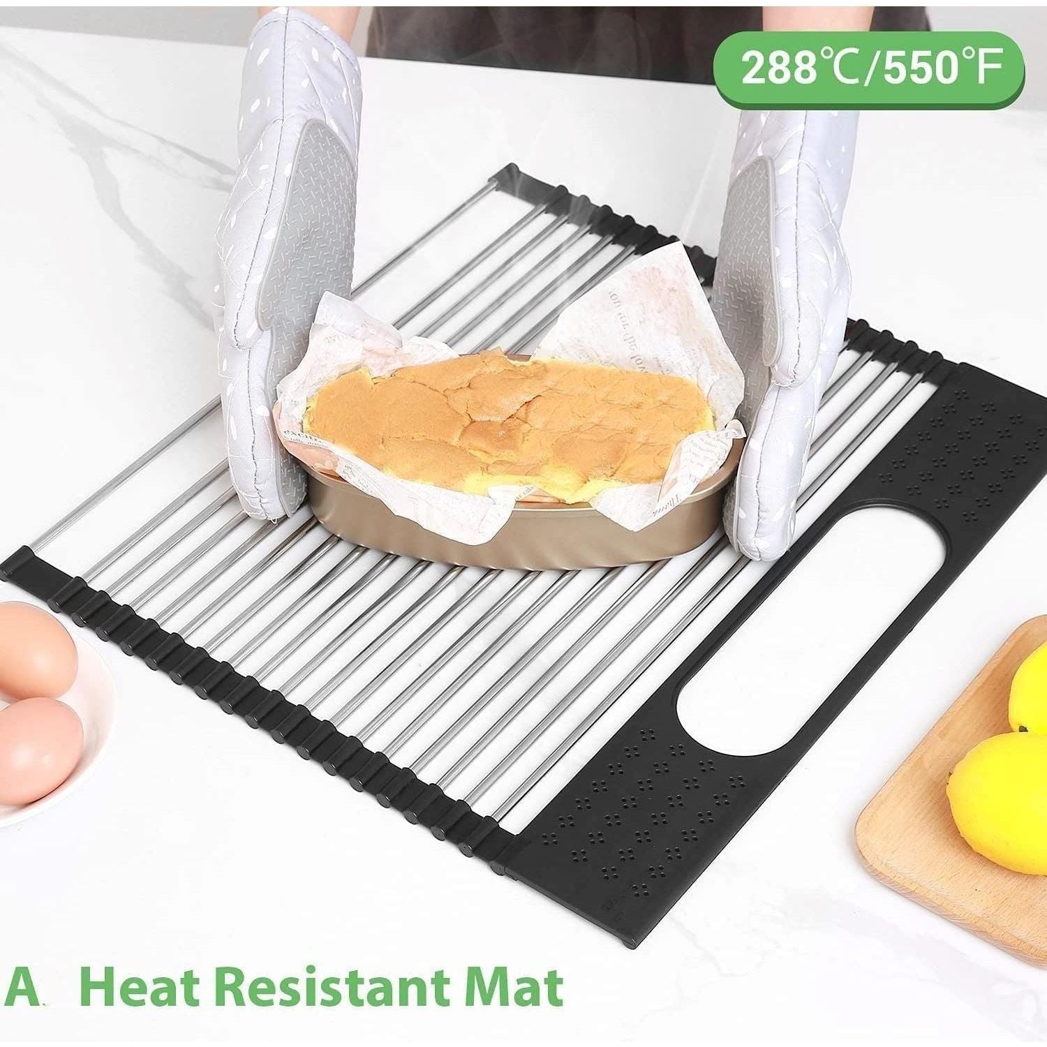 2 Pack Large Stainless Steel Roll Up Dish Drying Rack with Utensil Holder for Home Kitchen - Magdasmall