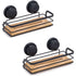 2 Pack Rectangular Bamboo Corner Shower Caddy Shelf Basket Rack with Premium Vacuum Suction Cup No-Drilling for Bathroom and Kitchen - Magdasmall