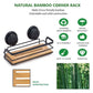 2 Pack Rectangular Bamboo Corner Shower Caddy Shelf Basket Rack with Premium Vacuum Suction Cup No-Drilling for Bathroom and Kitchen - Magdasmall