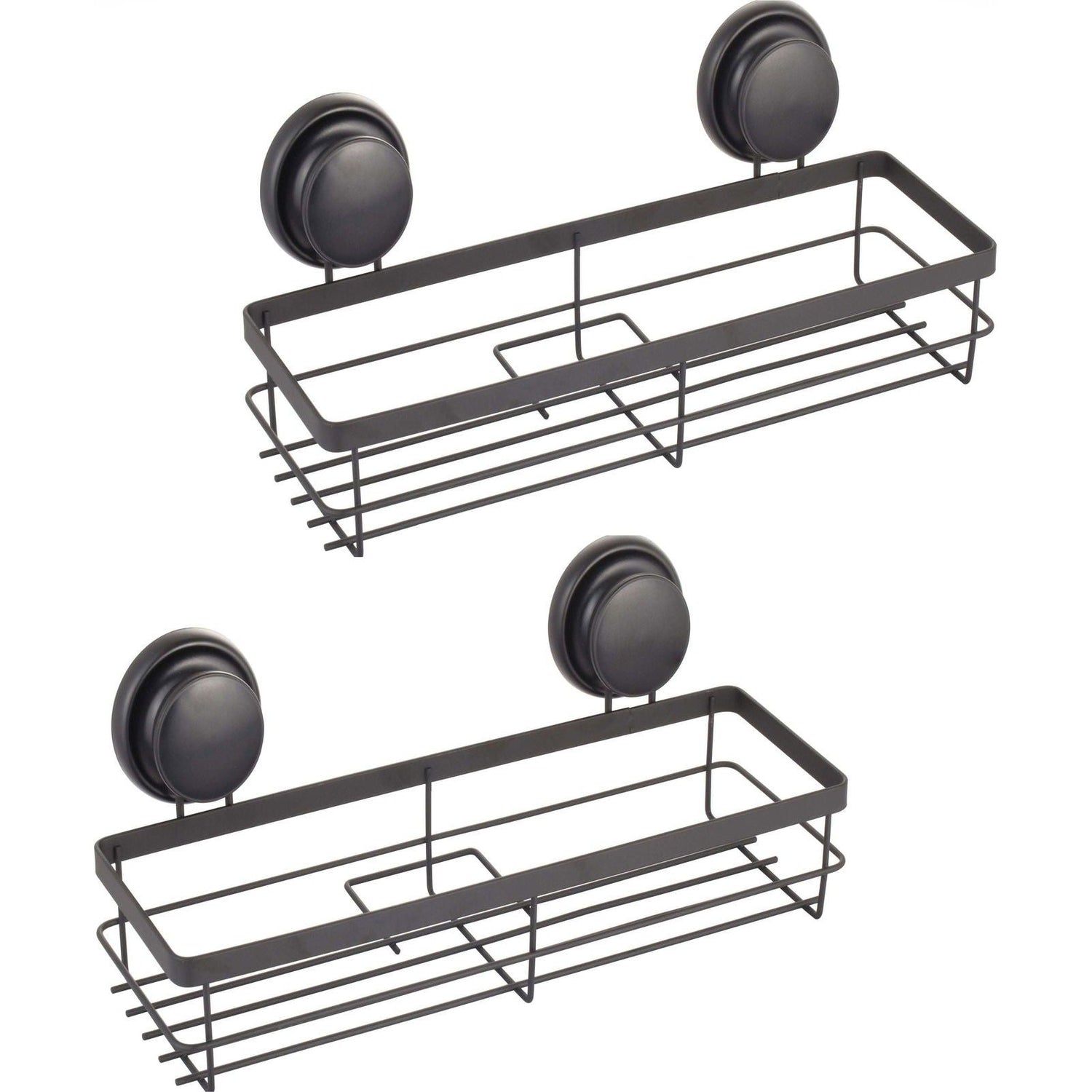 2 Pack Rectangular Corner Shower Caddy Shelf Basket Rack with Premium Vacuum Suction Cup No-Drilling for Bathroom and Kitchen - Magdasmall