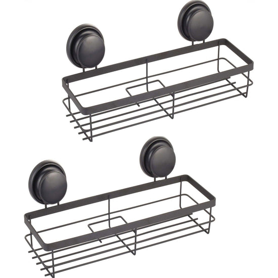 2 Pack Rectangular Corner Shower Caddy Shelf Basket Rack with Premium Vacuum Suction Cup No-Drilling for Bathroom and Kitchen - Magdasmall