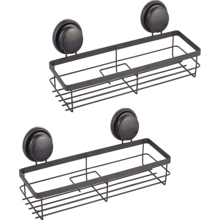 2 Pack Rectangular Corner Shower Caddy Shelf Basket Rack with Premium Vacuum Suction Cup No-Drilling for Bathroom and Kitchen - Magdasmall