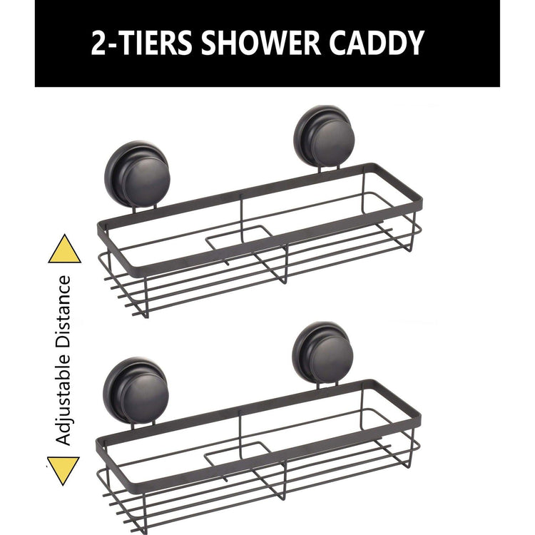 2 Pack Rectangular Corner Shower Caddy Shelf Basket Rack with Premium Vacuum Suction Cup No-Drilling for Bathroom and Kitchen - Magdasmall