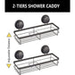 2 Pack Rectangular Corner Shower Caddy Shelf Basket Rack with Premium Vacuum Suction Cup No-Drilling for Bathroom and Kitchen - Magdasmall
