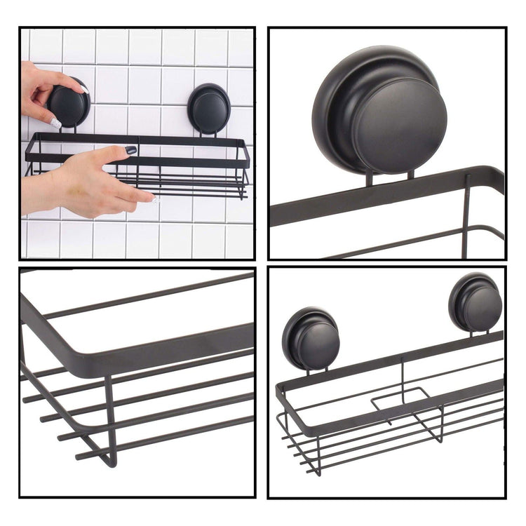 2 Pack Rectangular Corner Shower Caddy Shelf Basket Rack with Premium Vacuum Suction Cup No-Drilling for Bathroom and Kitchen - Magdasmall