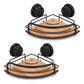 2 Pack Round Bamboo Corner Shower Caddy Shelf Basket Rack with Premium Vacuum Suction Cup No-Drilling for Bathroom and Kitchen - Magdasmall