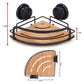2 Pack Round Bamboo Corner Shower Caddy Shelf Basket Rack with Premium Vacuum Suction Cup No-Drilling for Bathroom and Kitchen - Magdasmall