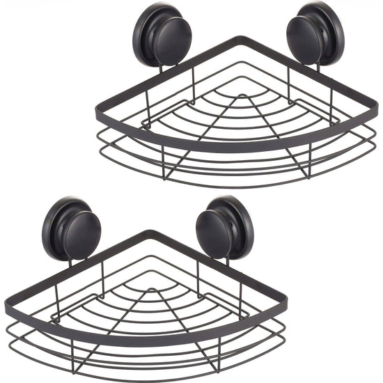 2 Pack Round Corner Shower Caddy Shelf Basket Rack with Premium Vacuum Suction Cup No-Drilling for Bathroom and Kitchen - Magdasmall