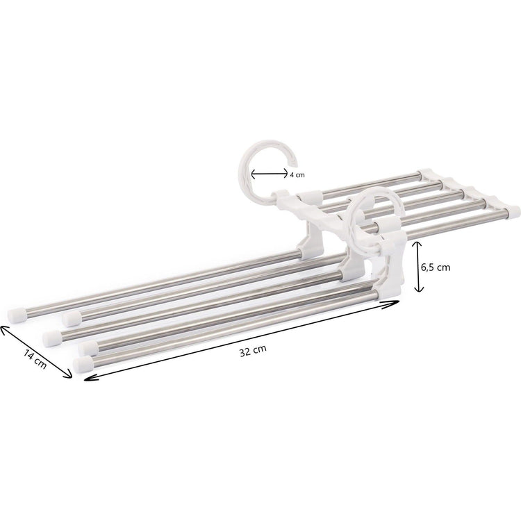 2 Pack Stainless Steel Adjustable 5 in 1 Pants Hangers Non-Slip Space Saving for Home Storage - Magdasmall