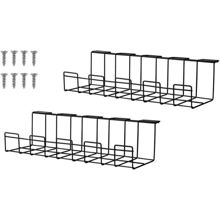 2 Pack Under Desk Cable Management Tray, Black - Magdasmall