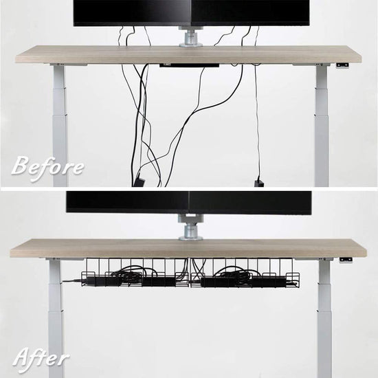 2 Pack Under Desk Cable Management Tray, Black - Magdasmall
