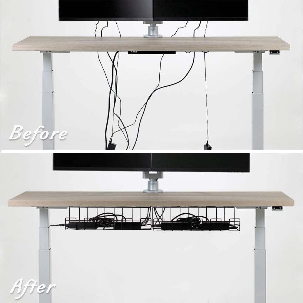 2 Pack Under Desk Cable Management Tray, Black - Magdasmall
