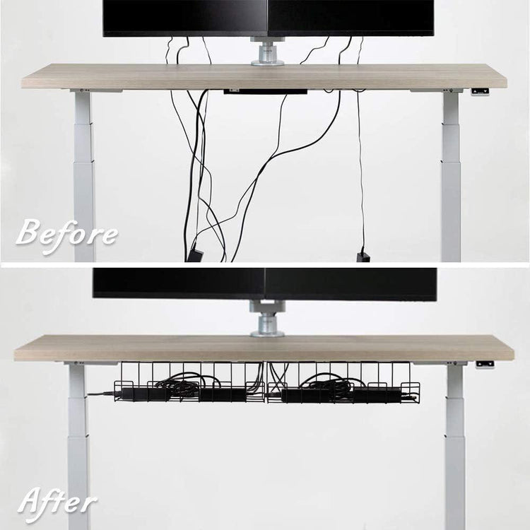 2 Pack Under Desk Cable Management Tray, Black - Magdasmall