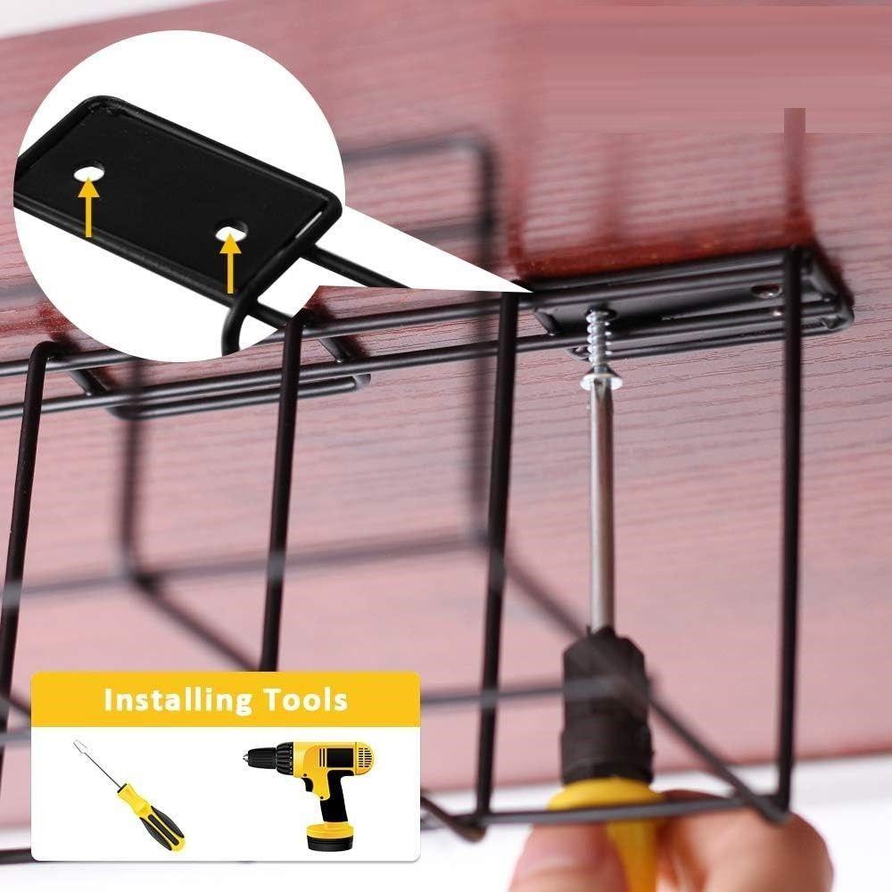 2 Pack Under Desk Cable Management Tray, Black - Magdasmall