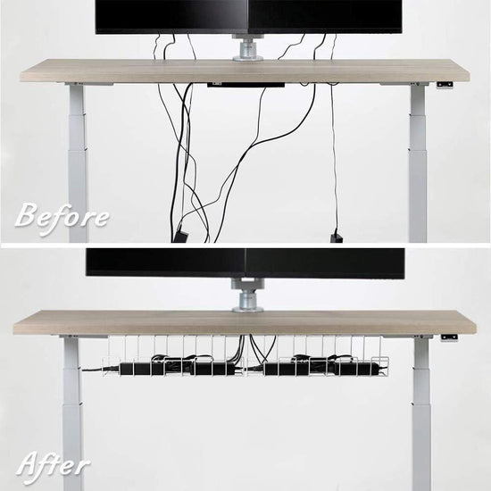 2 Pack Under Desk Cable Management Tray, White - Magdasmall