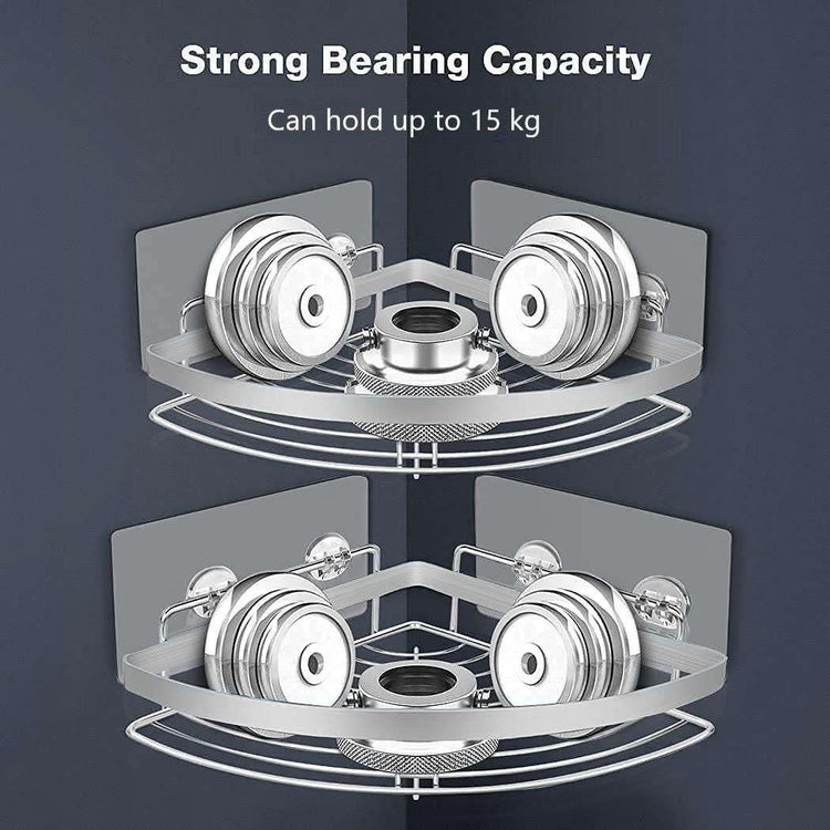 2 Pack Wall Mounted Adhesive Stainless Steel with Hooks Bathroom Shelf Storage Organizer - Magdasmall