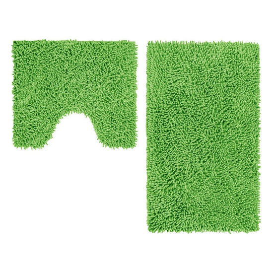 2 Pce Shaggy Toggle 100% Cotton Bath Mat Set Green - Magdasmall