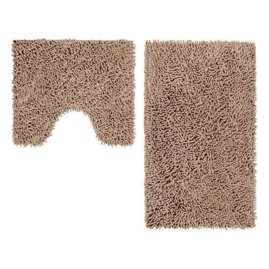 2 Pce Shaggy Toggle 100% Cotton Bath Mat Set Mocha - Magdasmall