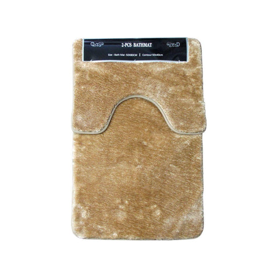 2 Pce Sorrento Plush Quality Non-slip Rubber Back Bath Mat Set Latte - Magdasmall
