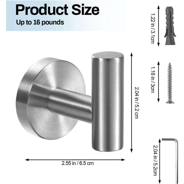 2 Pcs Wall Mount Bathroom Towel Hooks Holder Cloth Hanger Hook Kitchen Door Hanger Brushed Nickel - Magdasmall