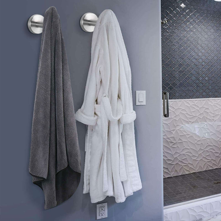 2 Pcs Wall Mount Bathroom Towel Hooks Holder Cloth Hanger Hook Kitchen Door Hanger Brushed Nickel - Magdasmall