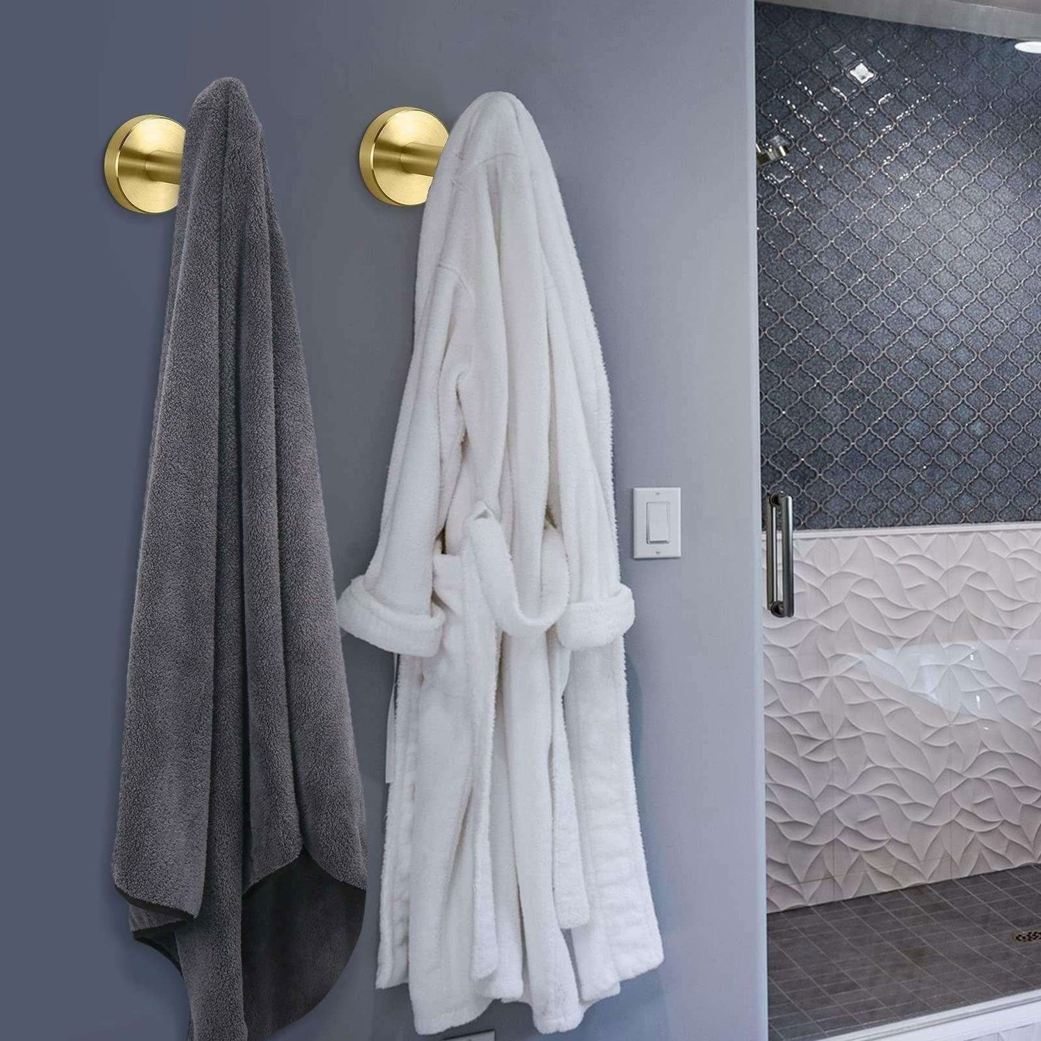 2 Pcs Wall Mount Bathroom Towel Hooks Holder Cloth Hanger Hook Kitchen Door Hanger Gold - Magdasmall