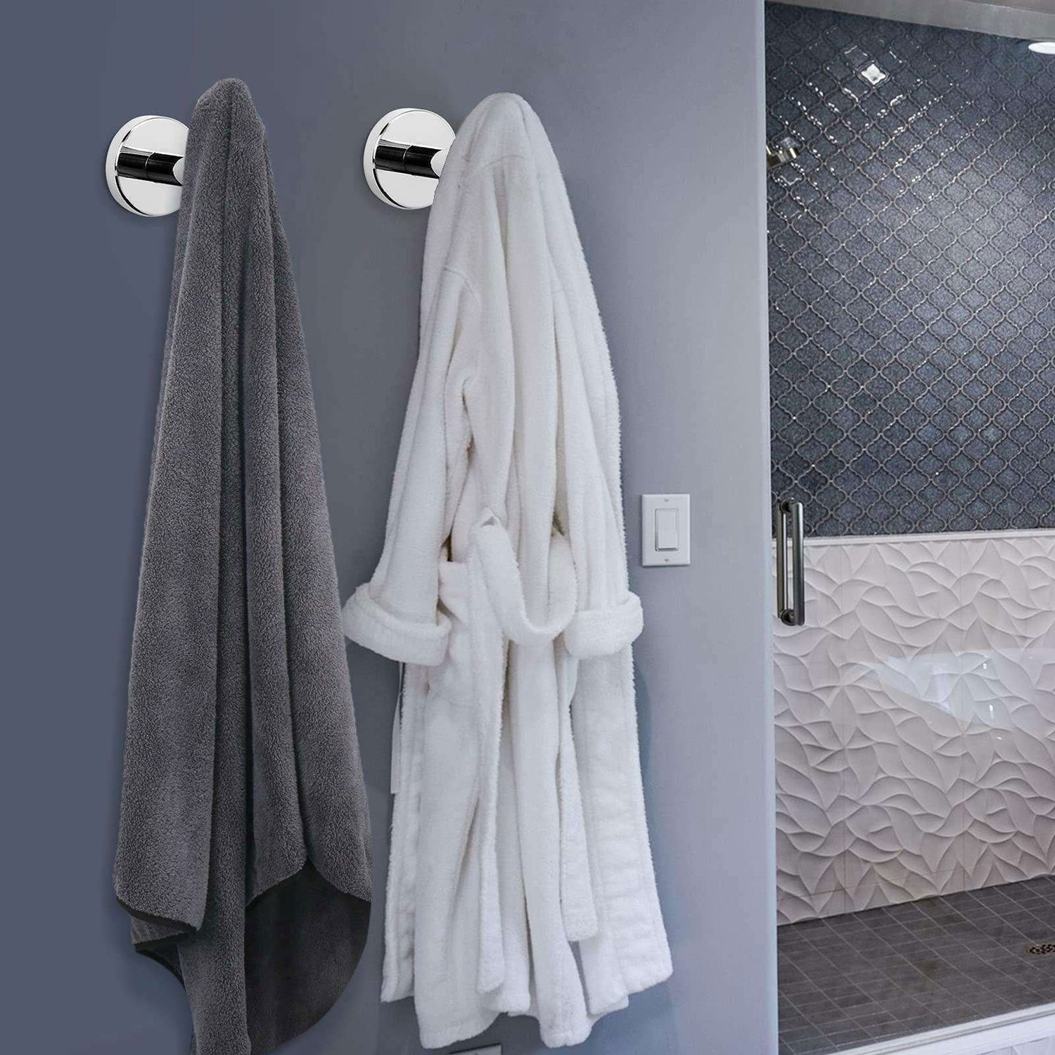 2 Pcs Wall Mount Bathroom Towel Hooks Holder Cloth Hanger Hook Kitchen Door Hanger Poliched Chrome - Magdasmall