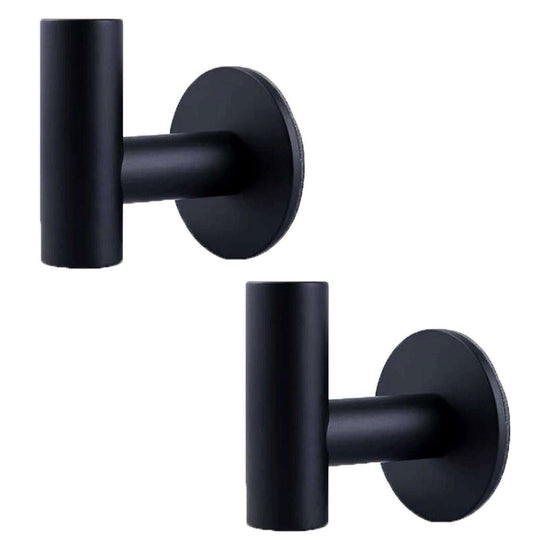 2 Pcs Wall Mount Self Adhesive Bathroom Towel Hooks Holder Cloth Hanger Hook Door Hanger Black - Magdasmall