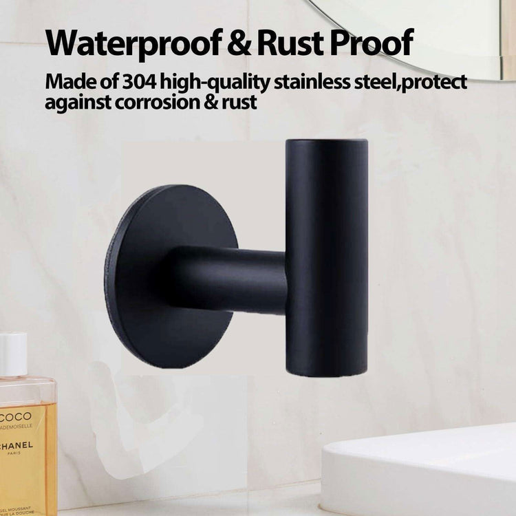 2 Pcs Wall Mount Self Adhesive Bathroom Towel Hooks Holder Cloth Hanger Hook Door Hanger Black - Magdasmall