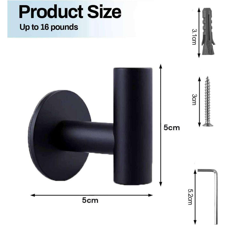 2 Pcs Wall Mount Self Adhesive Bathroom Towel Hooks Holder Cloth Hanger Hook Door Hanger Black - Magdasmall